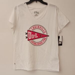 White University Of Louisville V-Neck Short Sleeve Tee